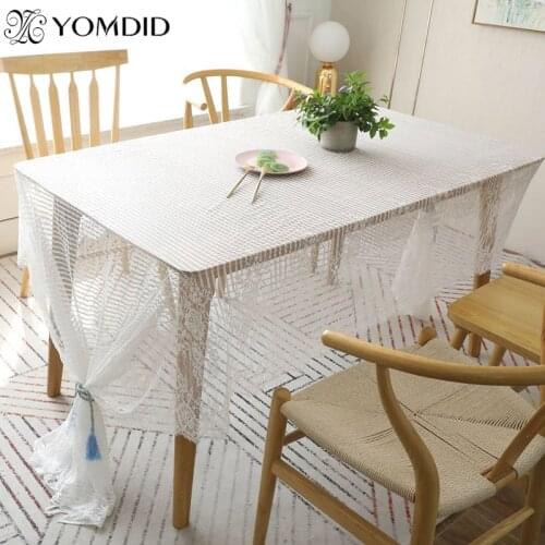 Nordic Simple Tablecloth For Wedding Party Tablecloth Rectangle White Lace Jacquard Weave Tablecloth Living Room Decorations