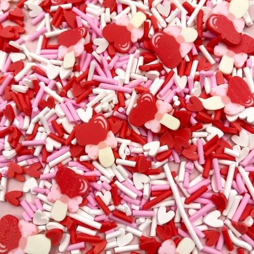 100g Mixed Love lollipop Slices Polymer Hot Clay Sprinkles DIY Crafts Tiny Cute Plastic klei Accessories Wholesale 5-10mm