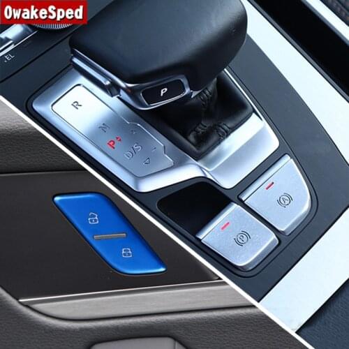 Car Styling Center Console Gear Shift Electronic Handbrake Buttons Sequins Trim For Audi Q5 2018-2020 LHD Interior Accessories