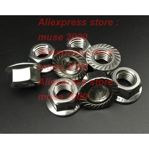 304 stainless steel flange nut locking nut 1/4 5/16 3/8 1/2 inch UNC axle nut CW Thread hex nut fastener bolt screw metal