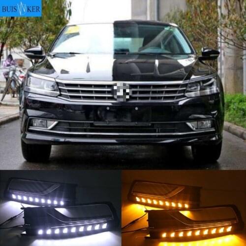 LED Drl For VW Passat 2016 2017 Turn Signal Daytime Running Light Front Bumper Driving Fog Lamp Daylight DRL