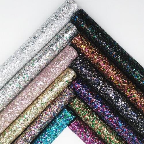 Glitterwishcome 21X29CM A4 Size Chunky Glitter Leather Sheets Faux Synthetic Leather fabric For Bows, GM3000A
