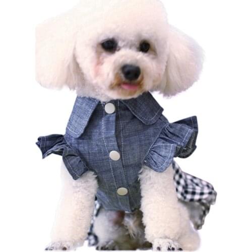Spring Pet Dog Denim Dress Jeans Skirt Dog Clothes Small Dog Dress Puppy Clothes Dog Cat Dresses Perritas Clothes Pet Supplies