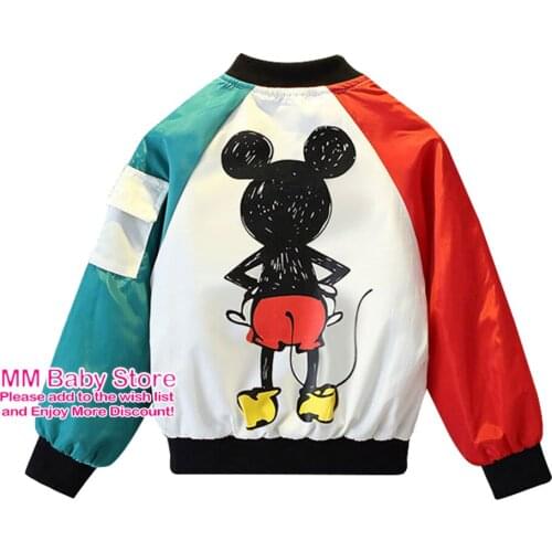 New Spring Autumn Childrens Windbreaker Baby Jacket For Boys Embroidery Mickey Kids Jacket Clothing For Kids 1-10Years