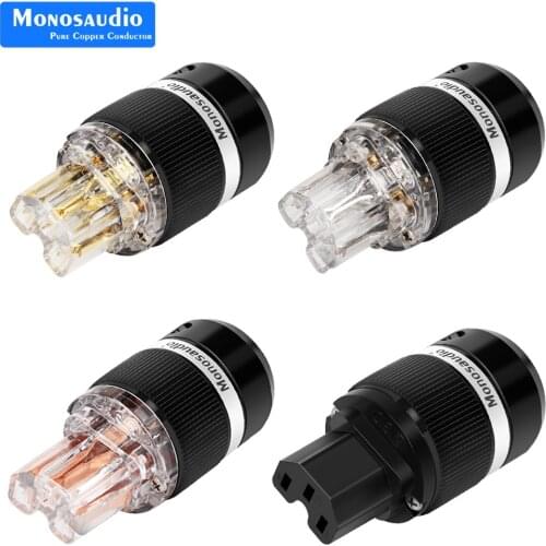 Monosaudio High End IEC Pure Copper Female AC Power Socket Connector Electric Power Receptacle Inlet Adapter For HIFI AUDIO DIY