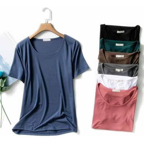 2019 Spring Summer Women T-Shirt Tees Solid Casual Modal T Shirts Female Short Sleeve Shirt Top Mujer Work blusa Plus Size A1311