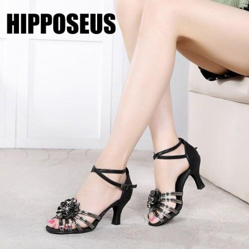 Hipposeus Latin Ballroom Dance Shoes for Woman Girls Ladies Cha Cha Samba Jazz Modern Tango Dancing Shoes Rumba Dropshipping