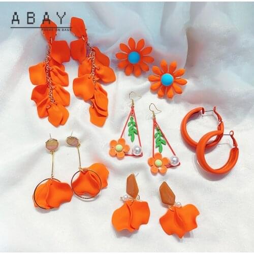 S925 Silver Needle Orange Earrings Series Female New Hot Sale Small Fresh Flowers Long Elegant High Quality Ear Pendant Fashion