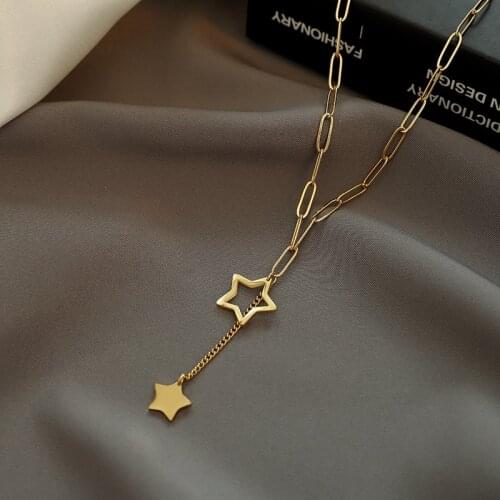 MEYRROYU Stainless Steel 2 Colors Stars Necklace For Women Thick Chain Choker 2021 Fashion Jewelry Festival Party Gift Collier