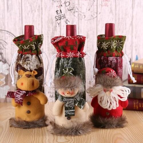 020 Merry Christmas Santa Claus Wine Bottle Covers Christmas Decorations for Home Gifts Xmas Navidad Decor New Year 2021 Decor