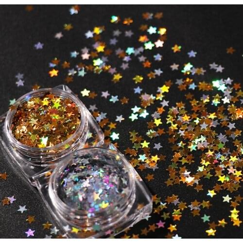 1Pc Rainbow Color Confetti Nail Glitter Sequins Holographic Gold Glitter Chunky Flakes 3D Manicure Tips DIY Loose Decoration