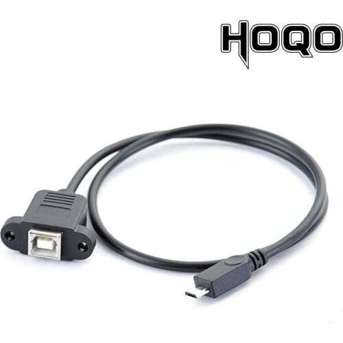 10PCS Extension Cable 50cm Micro USB 2.0 Male Connector To Printer Type B Female Connecter with Screws Panel Mount Hole