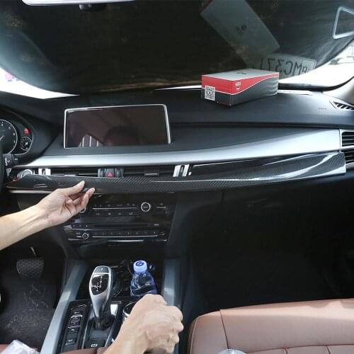 2pcs Real Carbon fiber Car Interior Dashboard Decoration Panel Trim for BMW X5 F15 X6 F16 2015-2018 LHD Vehicles Accessories