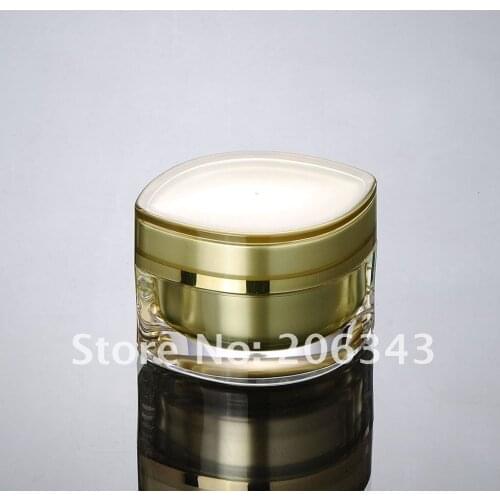 50G gold eye shape cream jar for essence/gel/moisturizer/day cream/night cream cosmetic packing plastic jar
