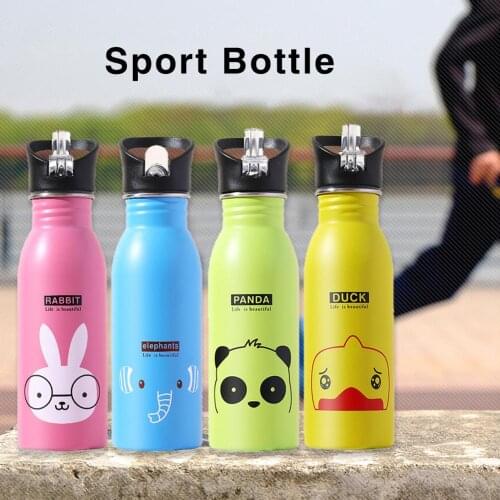 500ml Stainless Steel Portable Water Bottle Cute Animal Pattern Cup Outdoor Sport Hiking Camping Drinking Bottle Kids Gift 2020