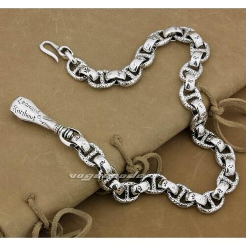 925 Sterling Silver Huge Heavy Fashion Wallet Chain Mens Biker Rock Punk KeyChain 8W006WC