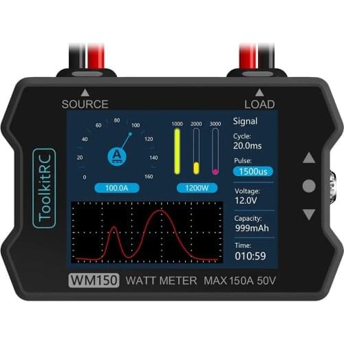 ToolkitRC WM150 150A 50V Watt Meter Power Analyzer LCD Display Power Voltage Current Tester PWM Output
