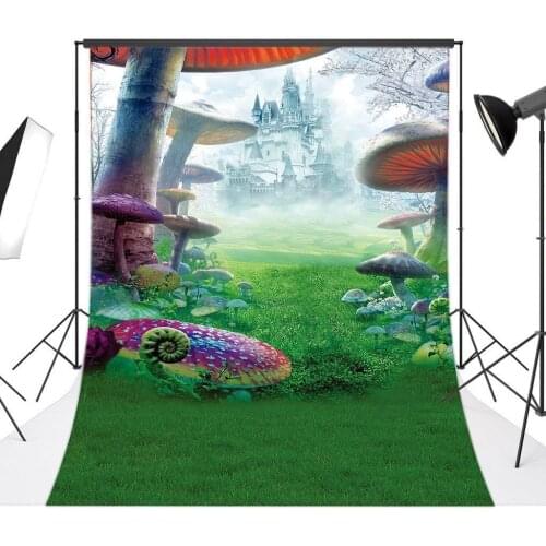 Photography Backdrops Fairy Tale Castle Mushroom Wonderland Toddlers Portraits Background