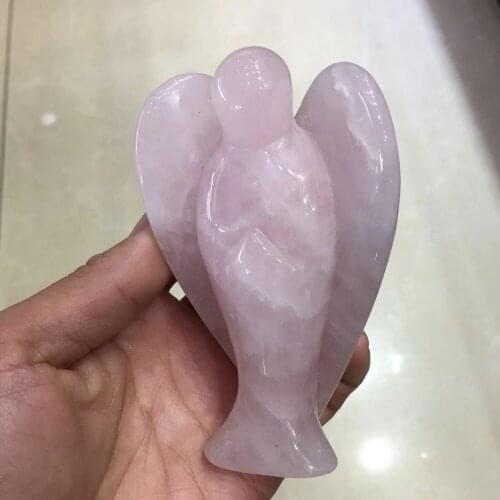 10cm love stone 100% Natural pink rose quartz crystal reiki healing gemstone crystal carved angel for decoration christmas gift