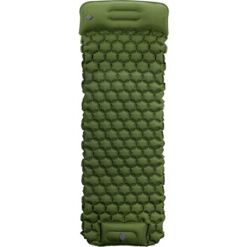 Camping Sleeping Pad, Foot Press Inflatable Camping Mat With Pillow, Durable Comfortable Lightweight Sleeping Mattress