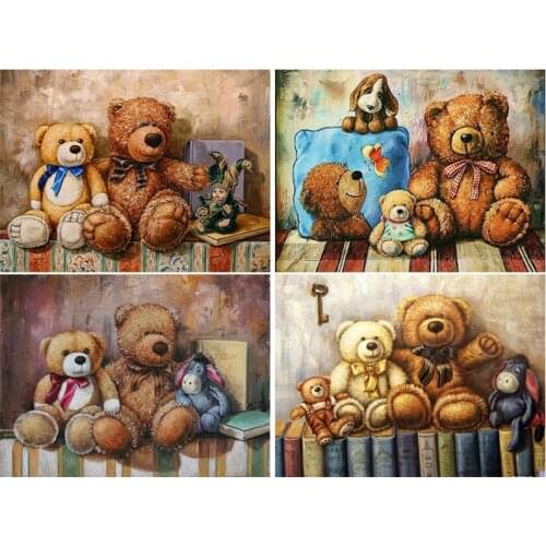CraftArtGo 5D DIY Diamond Embroidery Cute bear Full Round Square Rhinestone Mosaic Painting Cross Stitch Flowers Diamond Art Kit
