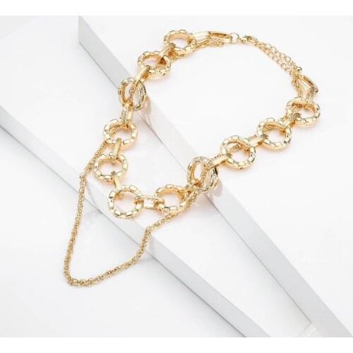 Wholesale 2021 New Popular Multi-Layer Chain Geometric Ring Pendant Clavicle Chain Hip Hop Sweater Chain Necklaces