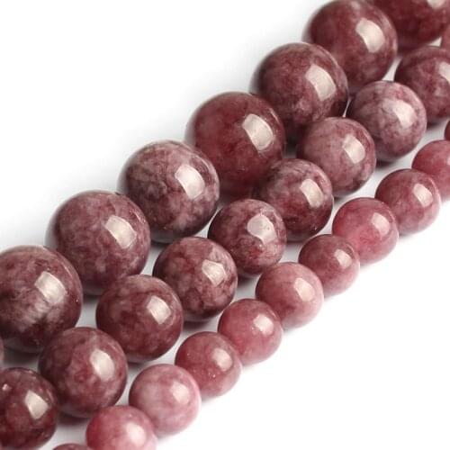 Wholesale Natural Stone Beads Lepidolite Round Loose Gem Beads For Jewelry Making DIY Charm Bracelet Necklace 4 6 8 10 12mm 15