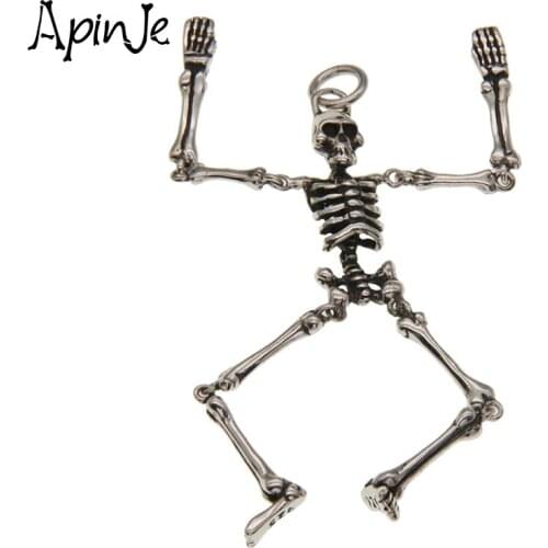 Apinje Personalized Jewelry 925 Sterling Silver People Active Skeleton Skull Pendants