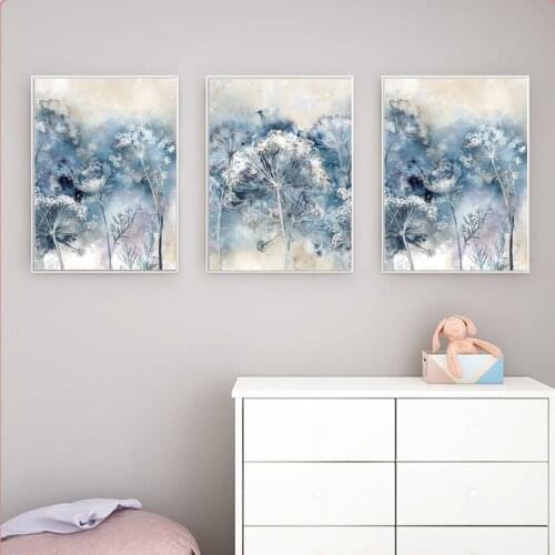 Full square diamond painting Blue Dandelion diamond embroidery rhinestone mosaic diamond inlaid pattern plant Triptych painting