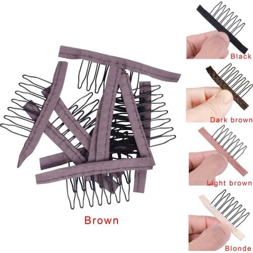 5 Colors Lace Wig Clips Steel 7 Teeh Polyester Durable Cloth Wig Combs For Hairpiece Caps Wig Accessories Tools 24 pcs/lot