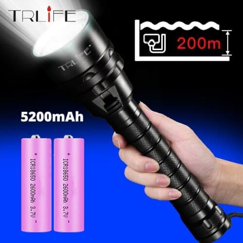 IP8 5200mah Upgrad Diving Flashlight Waterproof Torch Professional Powerful diving light 5L2 3T6 super bright Dive lamps