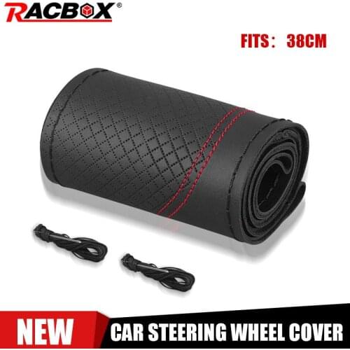 Car Steering Wheel Cover Soft genuine leather 38cm DIY Anti-slip Auto Steering Wheel Holster Steering wheel protective cover