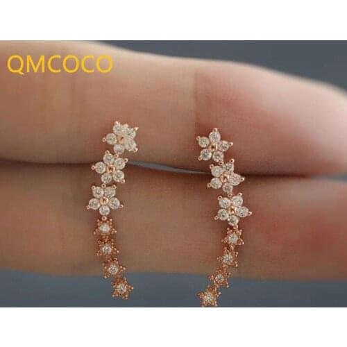QMCOCO 925 Silver Zircon Earrings Design Star-Shaped Fashion Elegant Earrings Foe Woman Simple INS Style Party Jewelry Gifts