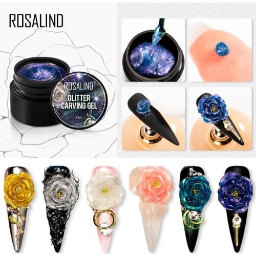 ROSALIND Carving Painting Gel Nail Polish For Glitter Nail Art Hybrid Varnishes Semi Permanent UV Gel Manicure Base Top Coat