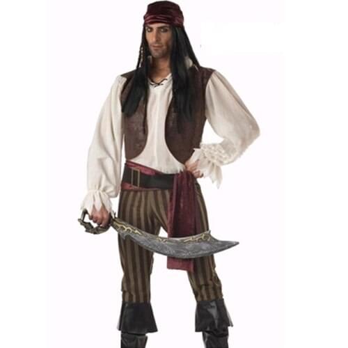 Sexy Man Halloween Pirates Uniform Sets Cosplay Caribbean Pirates Costume Adult Pirates Costume