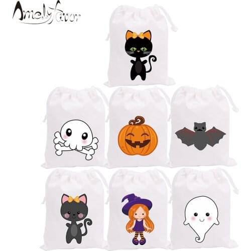 Halloween Theme Party Favor Bags Series 4 Pumpkin Ghost Cat Witch Bat Treat Trick Candy Bags Gift Bags Party Container Supplies