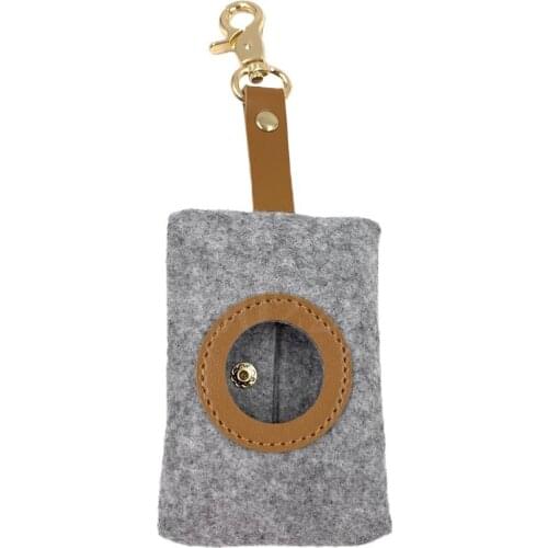 Outdoor Dog Poop Picking Bag Felt Pet Garbage Durable Bag Keychain Felt Picker Fecal Bag Dispenser