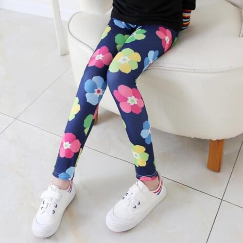 Spring baby girls leggings 1-10T kids print full length trousers children skinny pencial pants flower autumn outfit girls pants