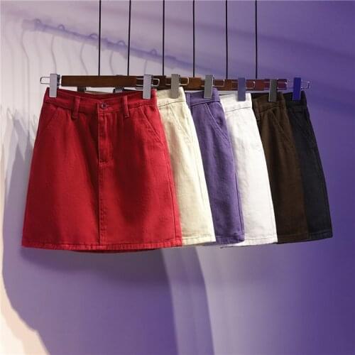 Plus Size Women Skirts Summer High Waist A-Line Casual Daily Basic Denim Jean Skirts Female Chic Simple Student Girl Cute S-5XL