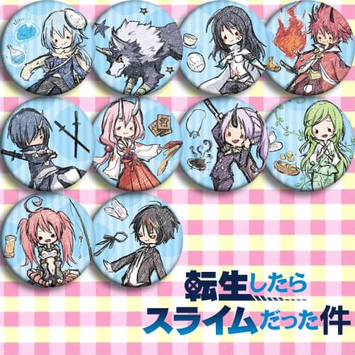 1pc animation Tensei Shitara Slime Datta Ken Rimuru acrylic round badges benimaru