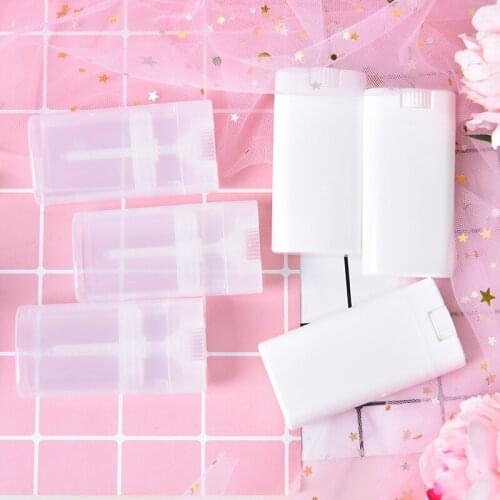 10pc Clear White Lipstick Lip Tube Plastic Empty Diy Oval Lip Balm Tubes About 15g Portable Deodorant Containers