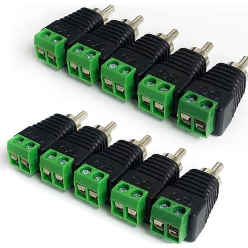 10PCS Male And Female DC Power Plug TO AV Terminal Connector Video AV Speaker Wire cable to Audio Male RCA Connector Adapter