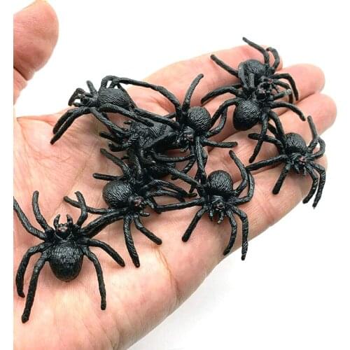 20pcs horror black spider haunted house spider web bar party decoration supplies simulation tricky toy halloween decoration