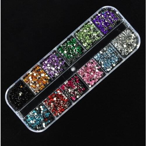 2500pcs 2mm Crystal Nails Decorations Acrylic Round Colorful Glitters Rhinestones DIY Nail Art Accessoires
