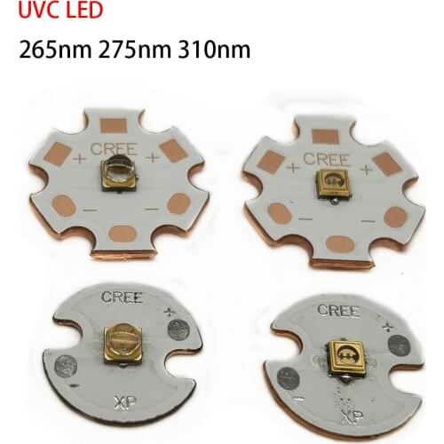 265nm 275nm 310nm UVC LED Lamp beads 0.1W 5-7V 16mm /20mm Copper PCB Deep UV light Sterilization