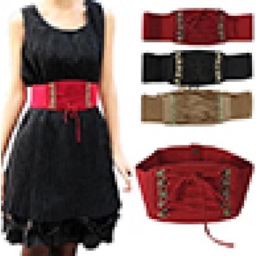 40%HOTFashion Womens Lady Rivet Elastic Buckle Wide Waist Belt Waistband Corset
