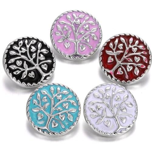 6pcs/lot New Snap Button 18mm Tree of Life Snap Jewelry Fit 20mm 18mm Snap Button Necklace Bracelet Ginger Charms Jewelry