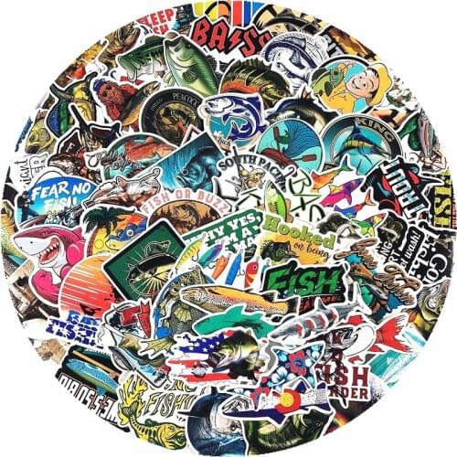 C 65Pcs Funny Fisherman Go Fishing Sticker For Notebook Suitcase Refrigerator Skateboard DIY Graffiti Modeling
