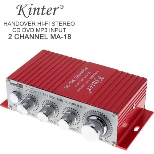 Kinter MA-180 Mini USB Alloy Car Audio Amplifier 2CH Stereo HIFI Amplifier for Boat Amp:Red 12V Auto Power Amplifiers