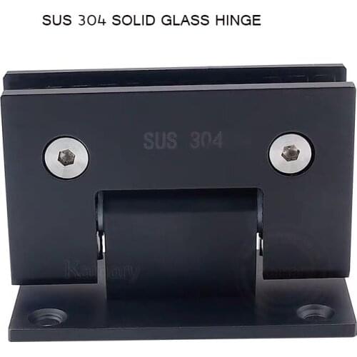 Black color SUS 304 grade shower room glass clamps 90 degree, bathroom accessories solid glass hinge proviet